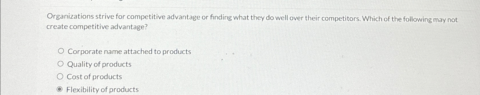  Organizations strive for competitive advantage or finding what they do well