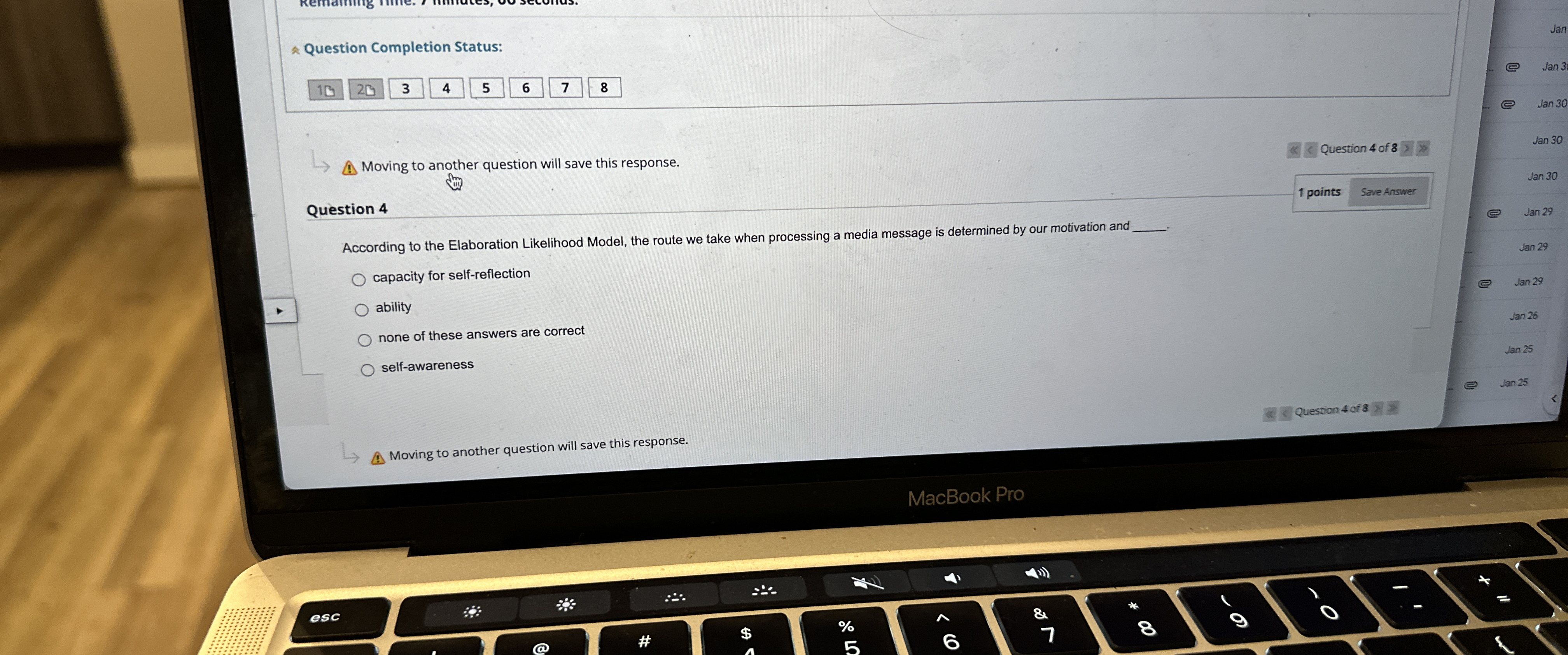  A Question Completion Status: 10 20 3 4 5 6 7