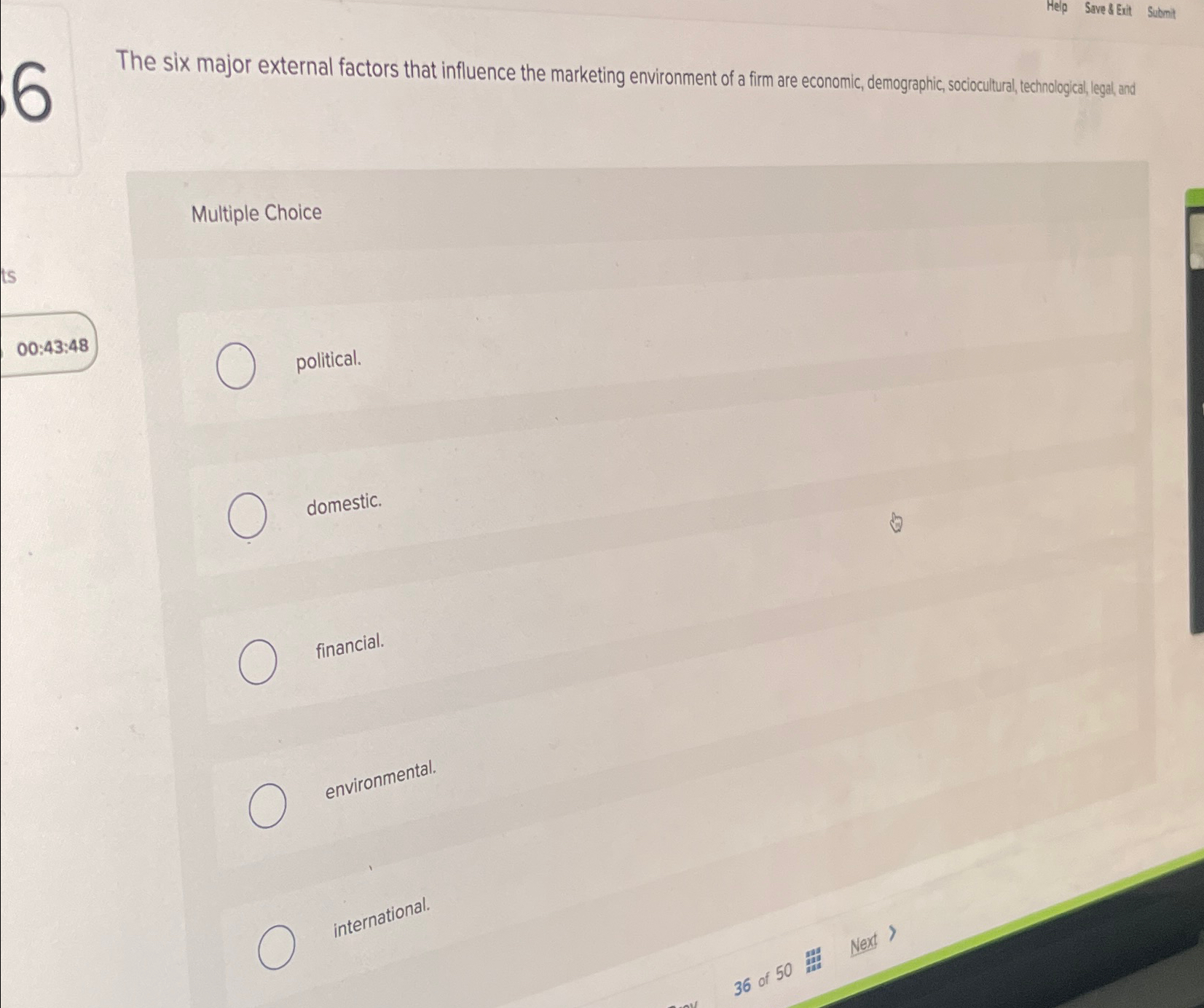  Help Save & Ext Sutomit The six major external factors that