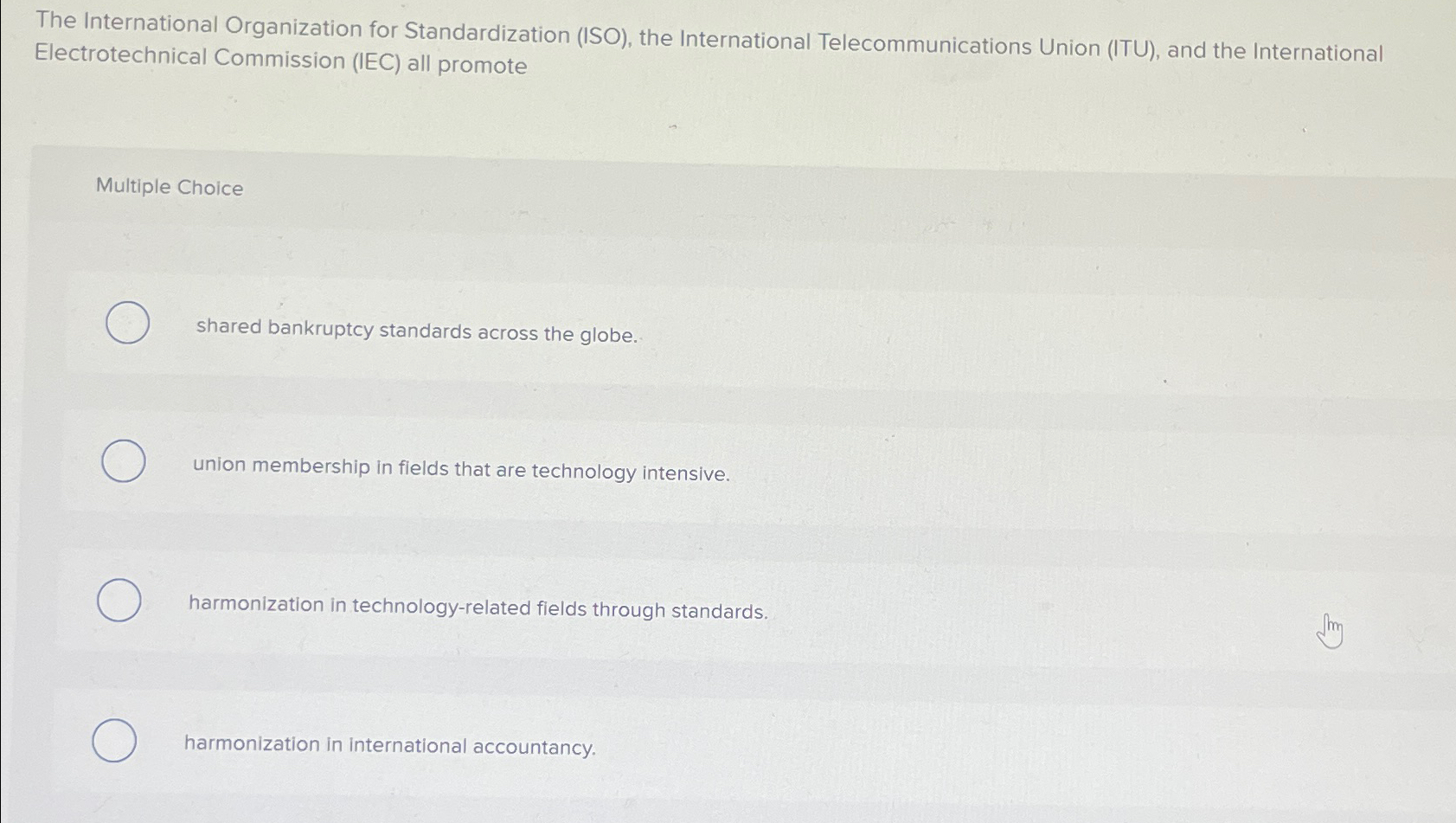  The International Organization for Standardization (ISO), the International Telecommunications Union (ITU),