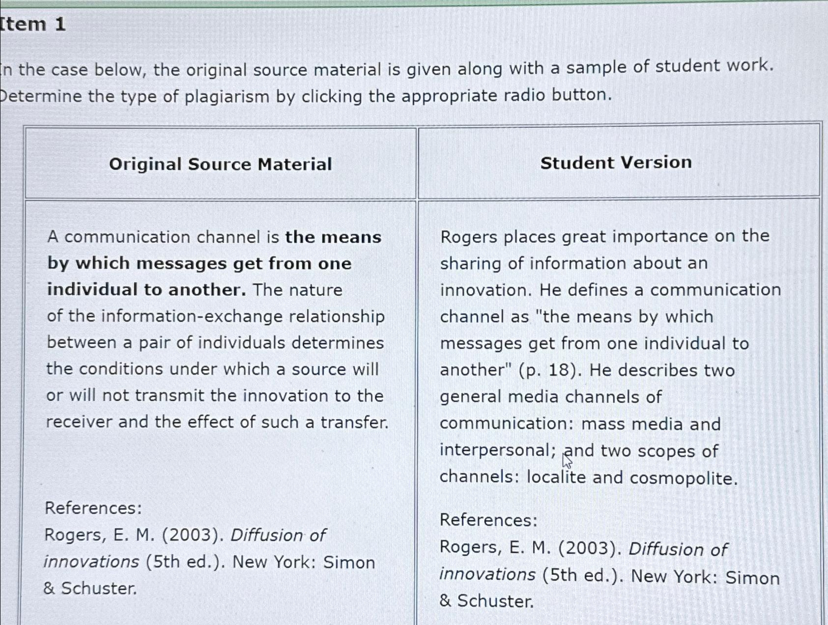  Item 1 in the case below, the original source material is