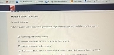  Multiple Select Question Select al that apply Technology lock-in may dirvelop.