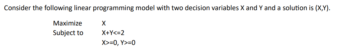 Consider the following linear programming model with two decision variables X