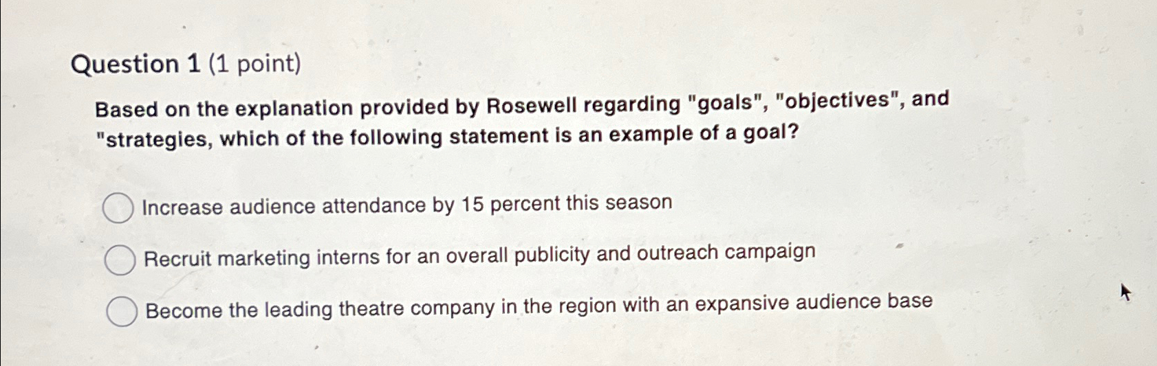  Question 1(1 point) Based on the explanation provided by Rosewell regarding