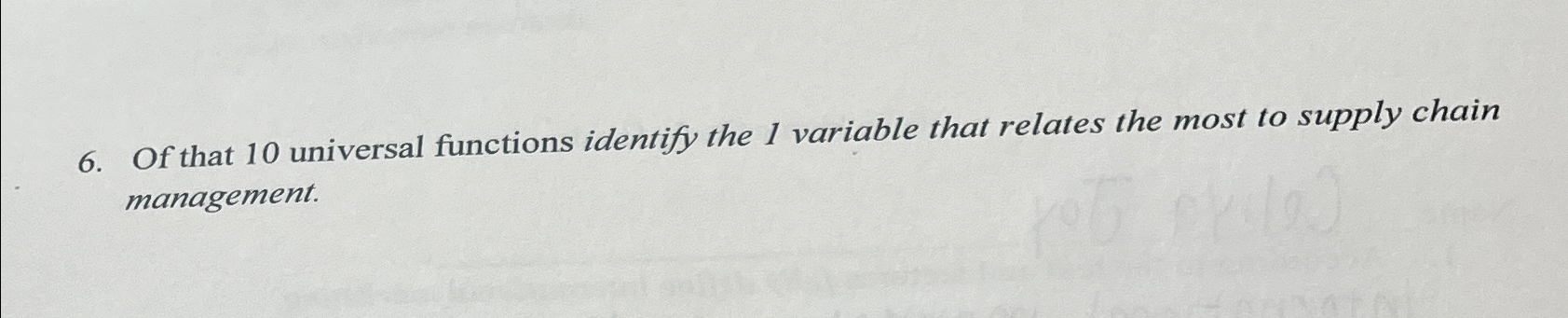  Of that 10 universal functions identify the 1 variable that relates