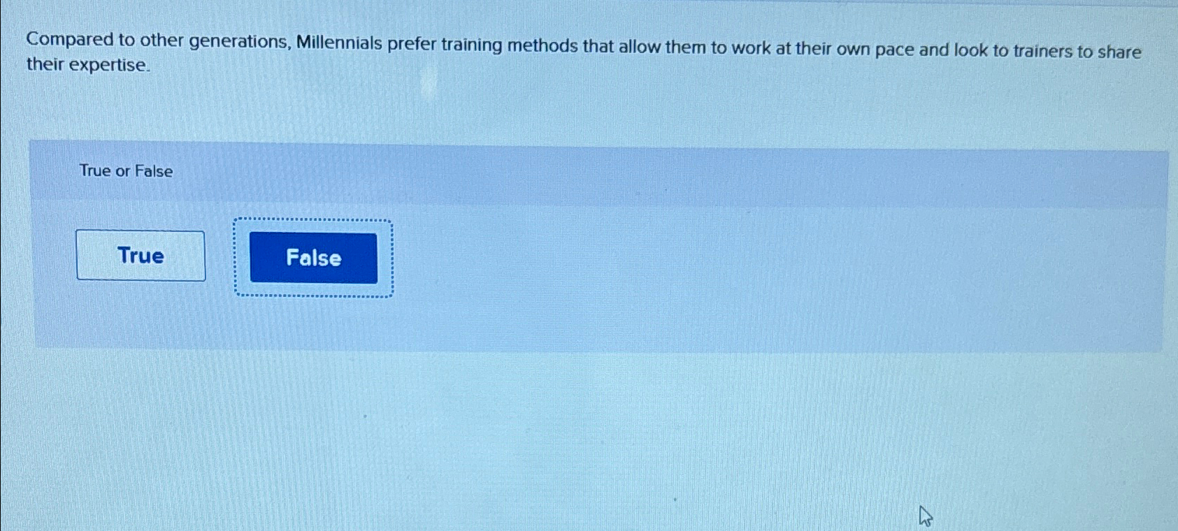  Compared to other generations, Millennials prefer training methods that allow them