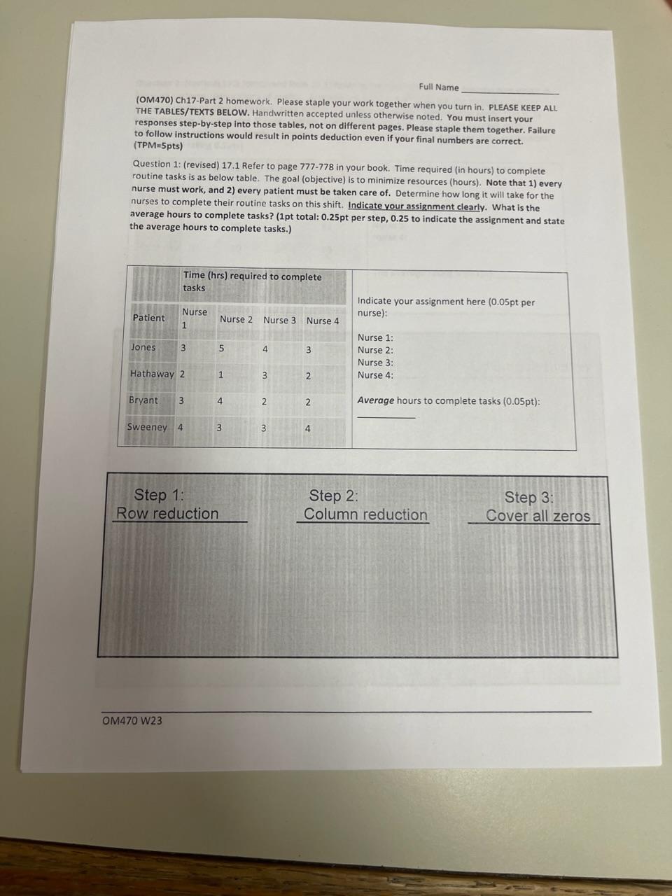 below. If the hospital now wants to focus on customer perceptions of