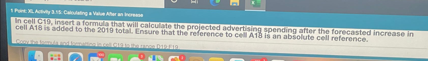  1 Point: XL Activity 3.15: Calculating a Value After an Increase