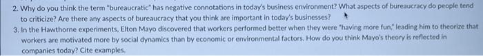 Due onkt question 2 2. Why do you think the term "bureaucratic"