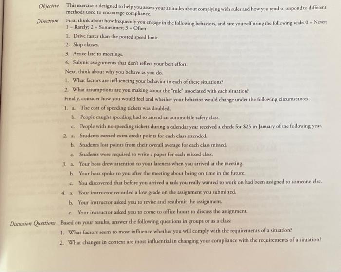 only answer discussion questions 1 & 2 Objective This exercise is designed
