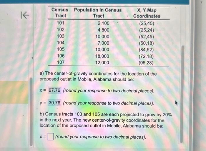 and i need help finding y a) The center-of-gravity coordinates for the