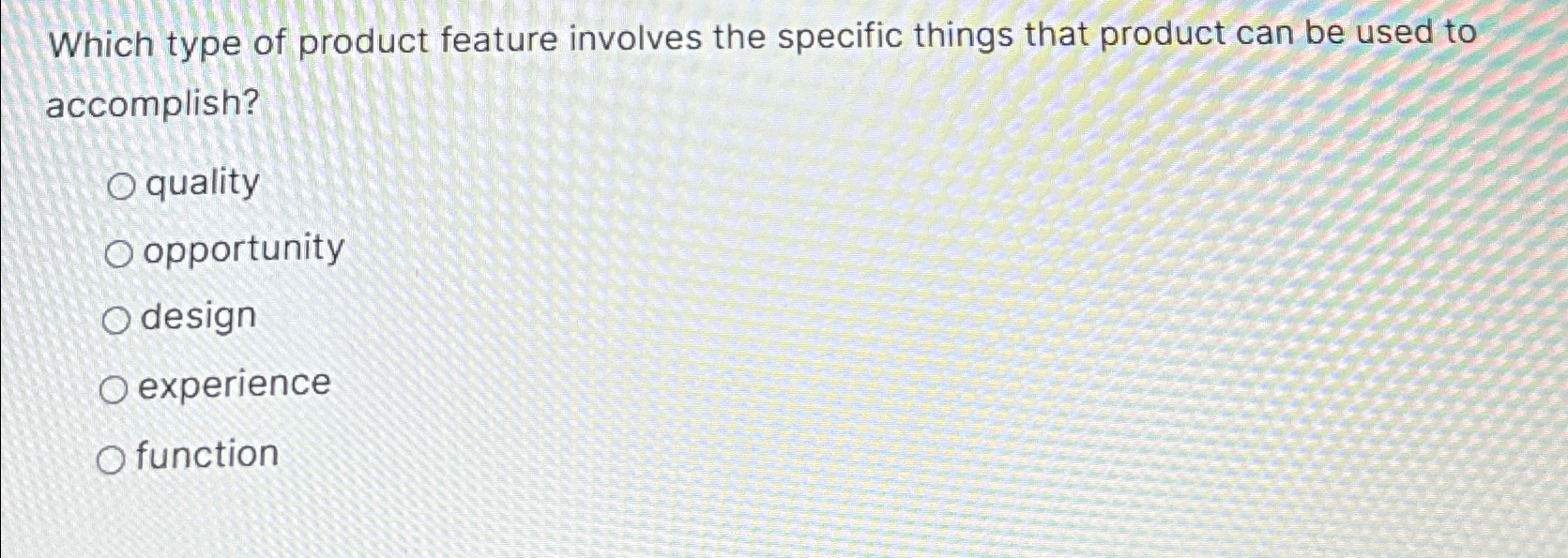  Which type of product feature involves the specific things that product
