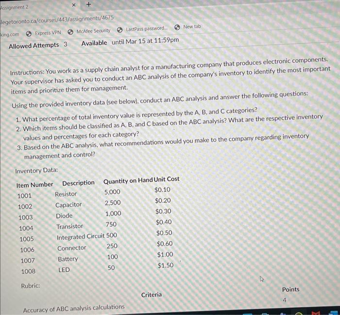  Instructions: You work as a supply chain analyst for a manufacturing