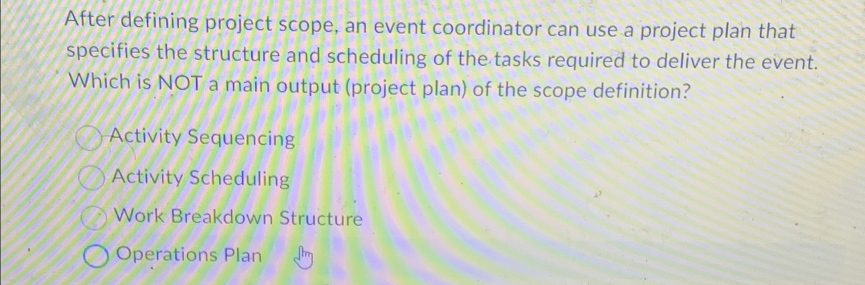  After defining project scope, an event coordinator can use a project