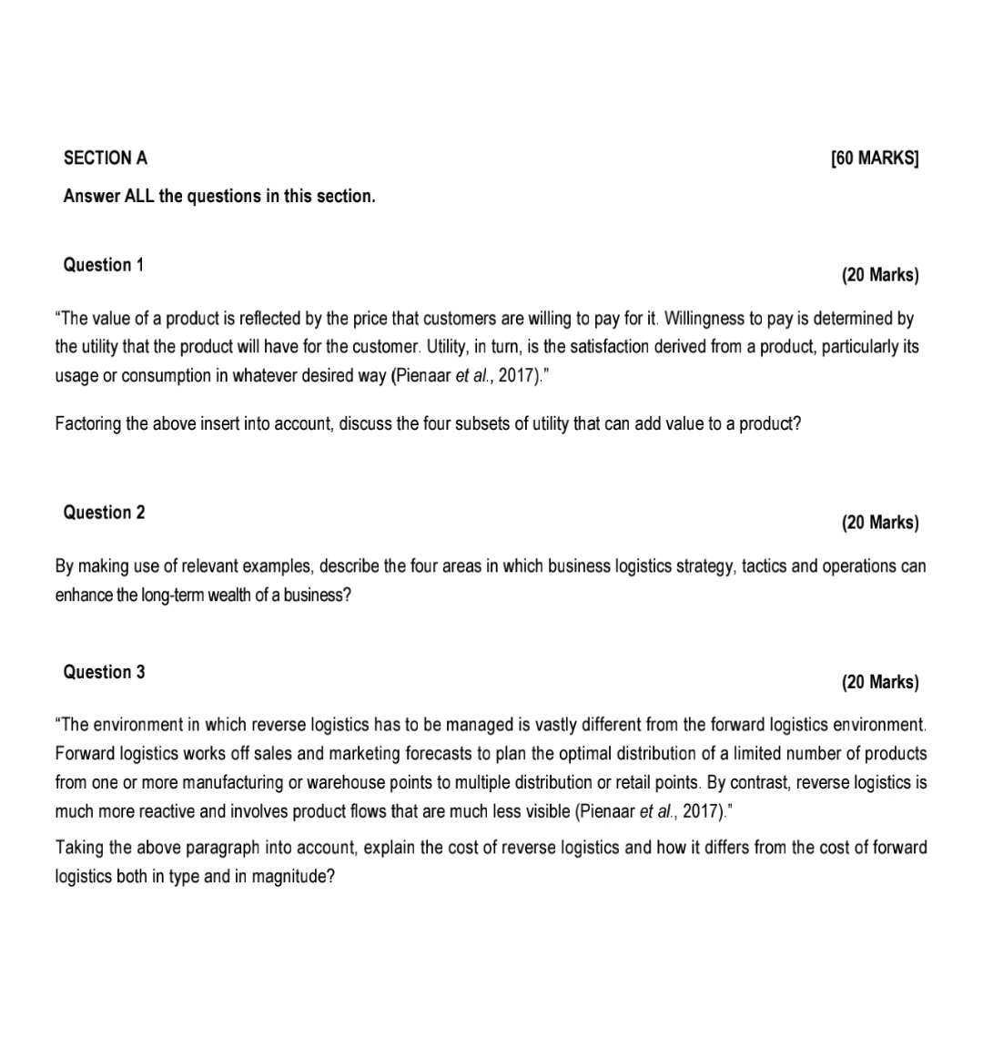  SECTION A [60 MARKS] Answer ALL the questions in this section.