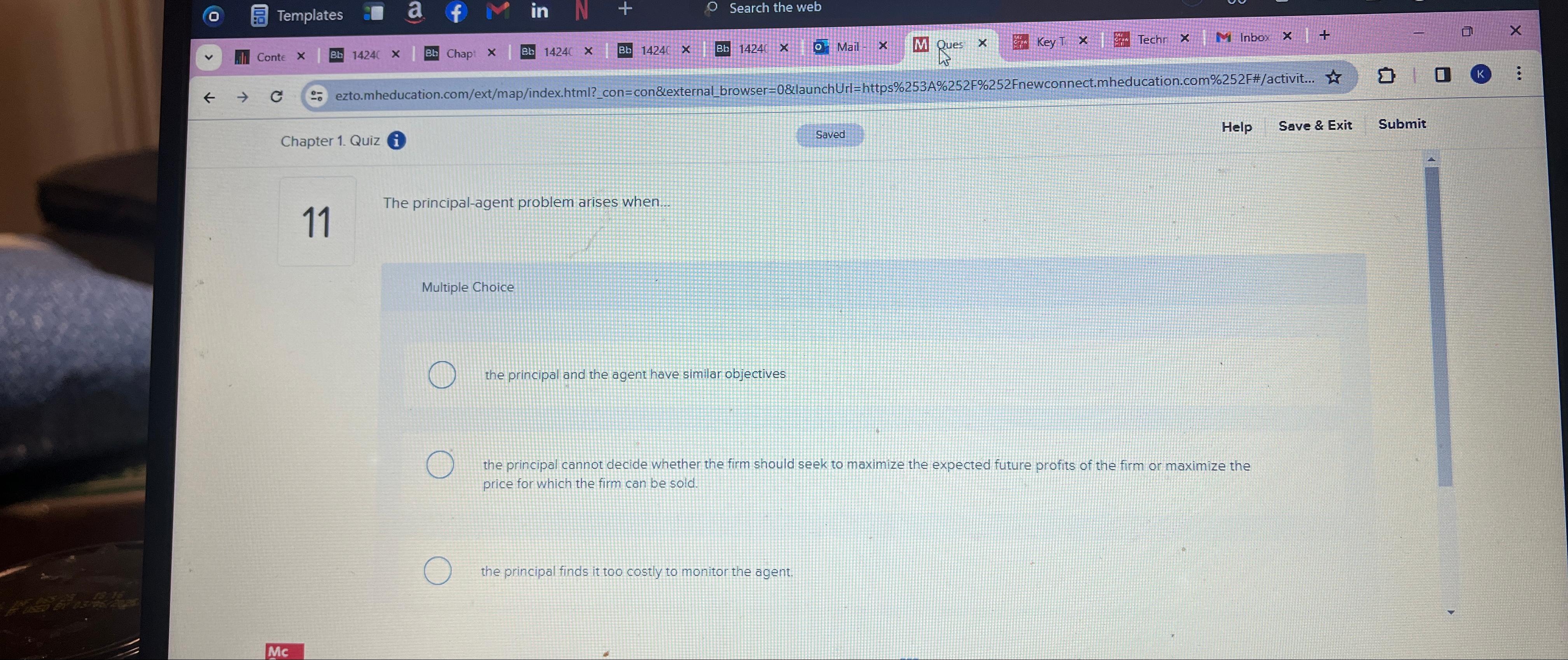  11 The principal-agent problem arises when... Multiple Choice the principal and