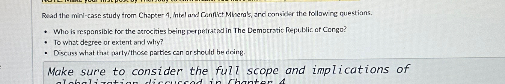  Read the mini-case study from Chapter 4, Intel and Conflict Minerals,