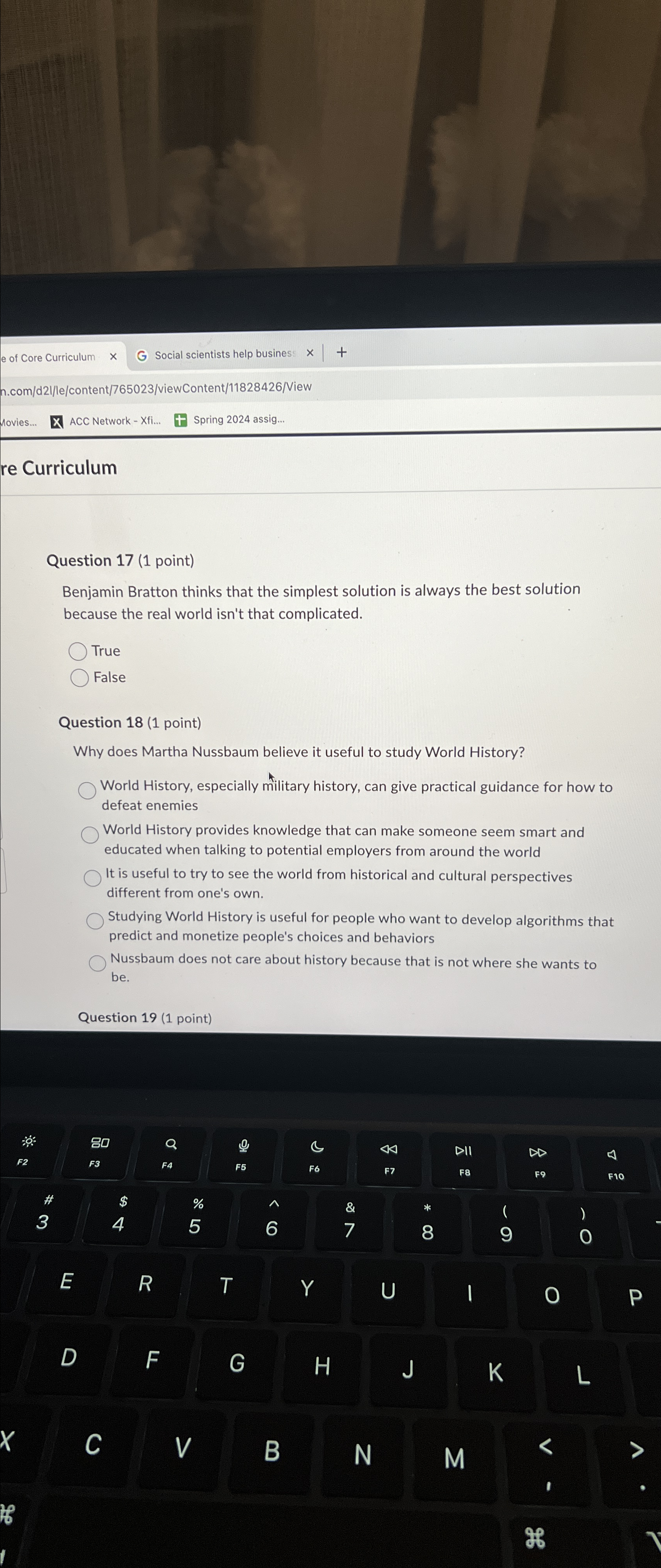  re Curriculum Question 17(1 point) Benjamin Bratton thinks that the simplest