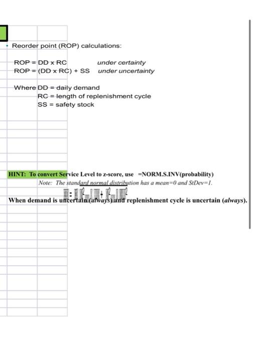 point (ROP) calculations: ROP=DDRC ROP=(DDRC)+SS under certainty under uncertainty Where DD= daily
