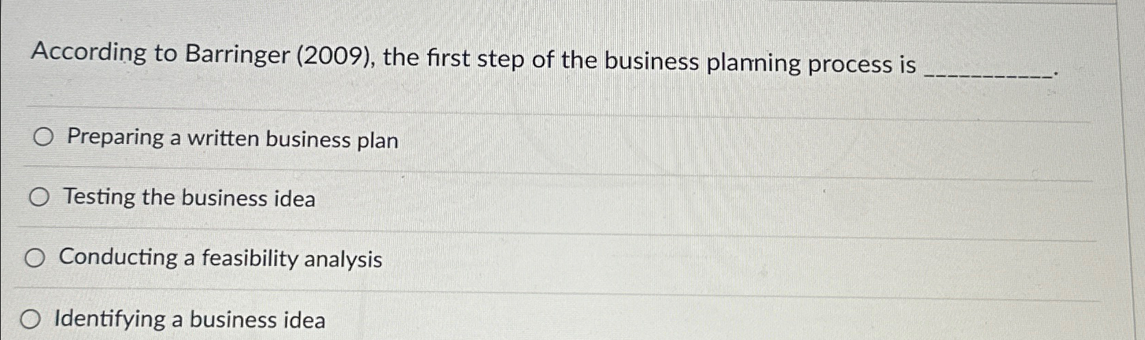  According to Barringer (2009), the first step of the business planning
