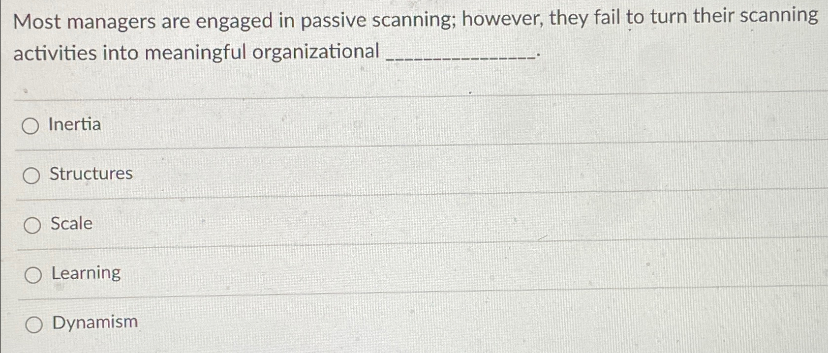  Most managers are engaged in passive scanning; however, they fail to