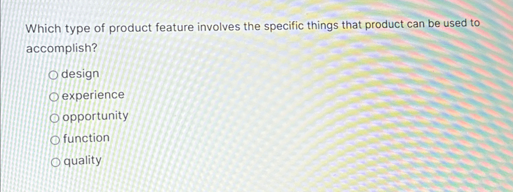  Which type of product feature involves the specific things that product