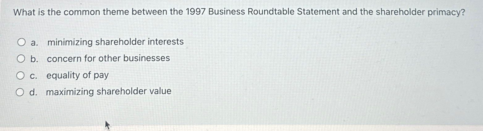  What is the common theme between the 1997 Business Roundtable Statement