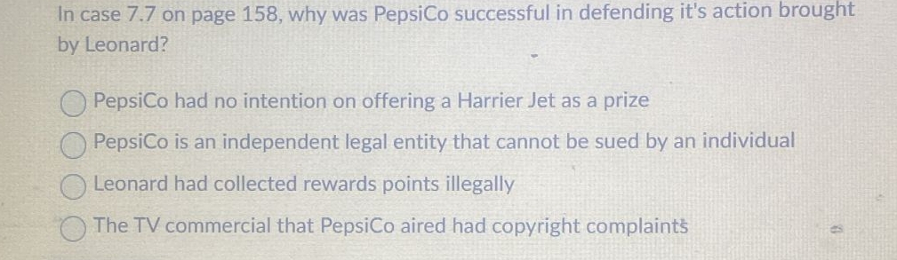  In case 7.7 on page 158, why was PepsiCo successful in