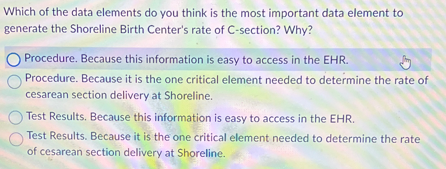  Which of the data elements do you think is the most