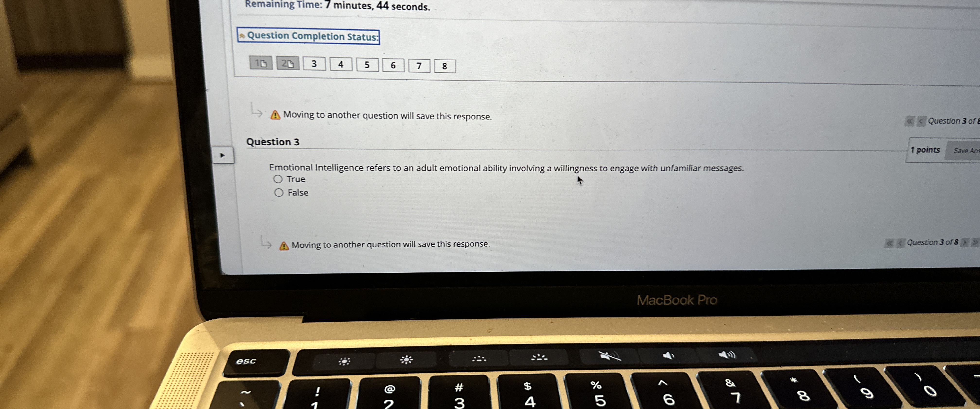  Remaining Time: 7 minutes, 44 seconds. Question Completion Status: 10 20