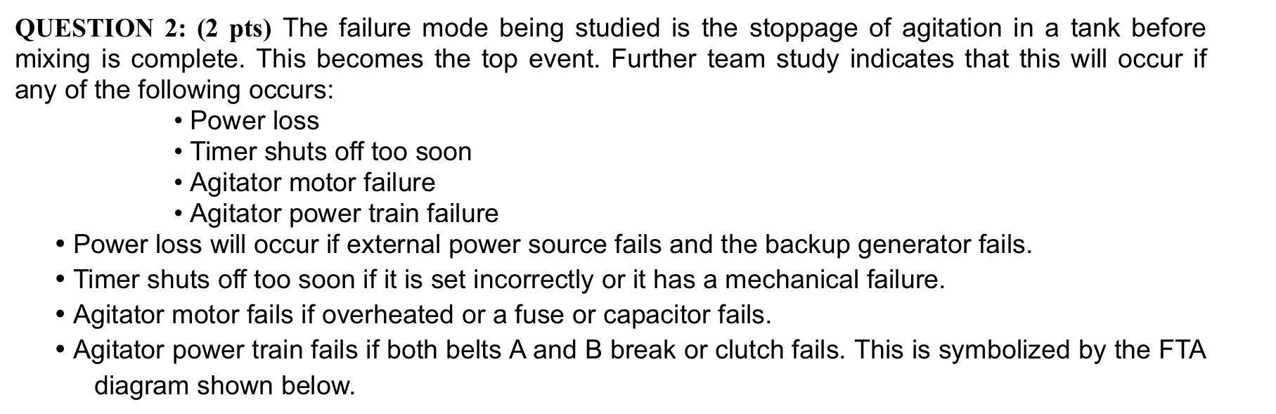  QUESTION 2: (2 pts) The failure mode being studied is the
