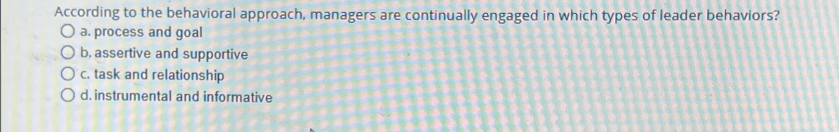  According to the behavioral approach, managers are continually engaged in which