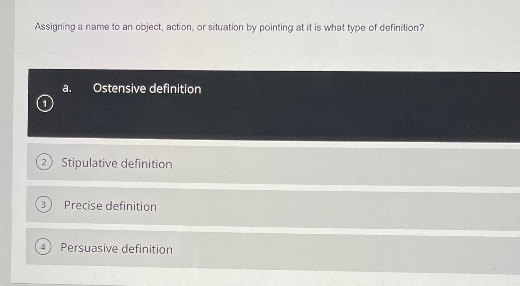  Assigning a name to an object, action, or situation by pointing