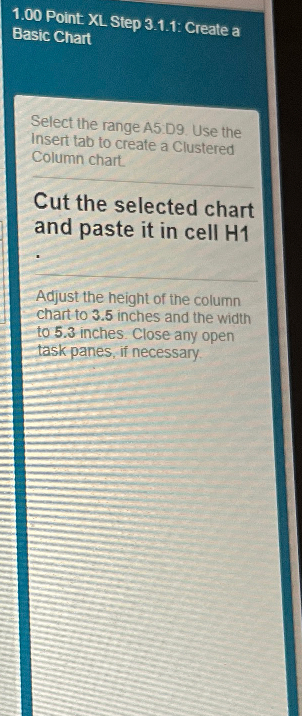  1.00 Point: XL Step 3.1.1: Create a Share Basic Chart Select