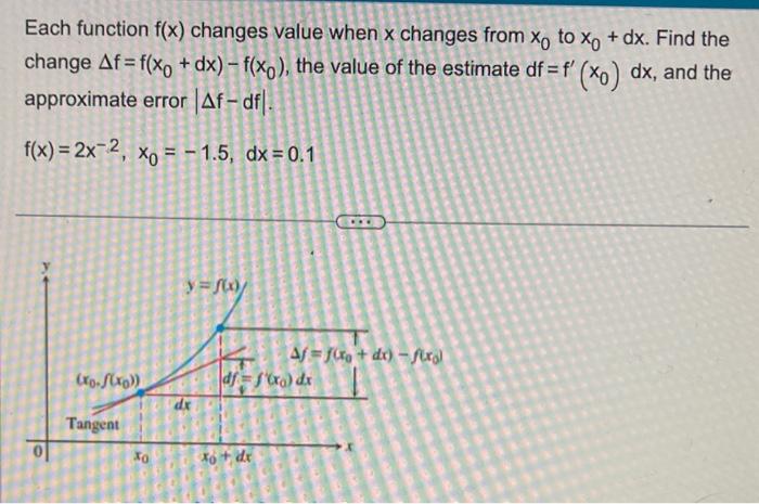please help Each function f(x) changes value when x changes from x0
