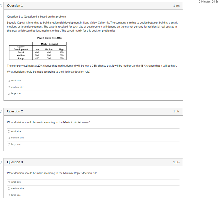 Question 1 1pts Question 1 to Question 6 is based on