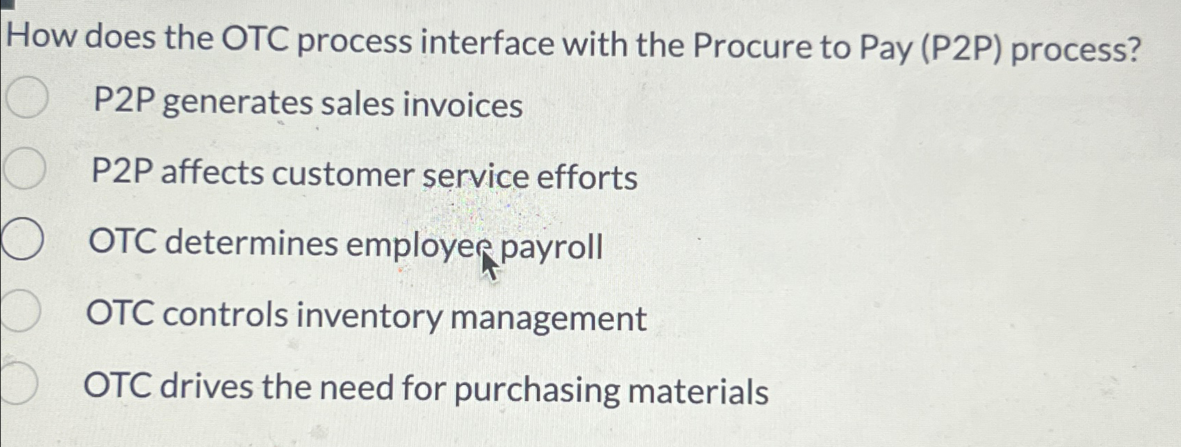  How does the OTC process interface with the Procure to Pay