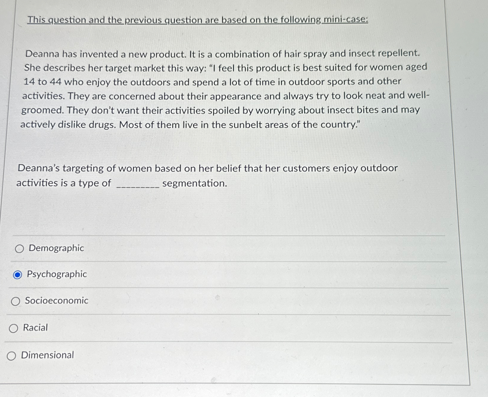  This question and the previous question are based on the following