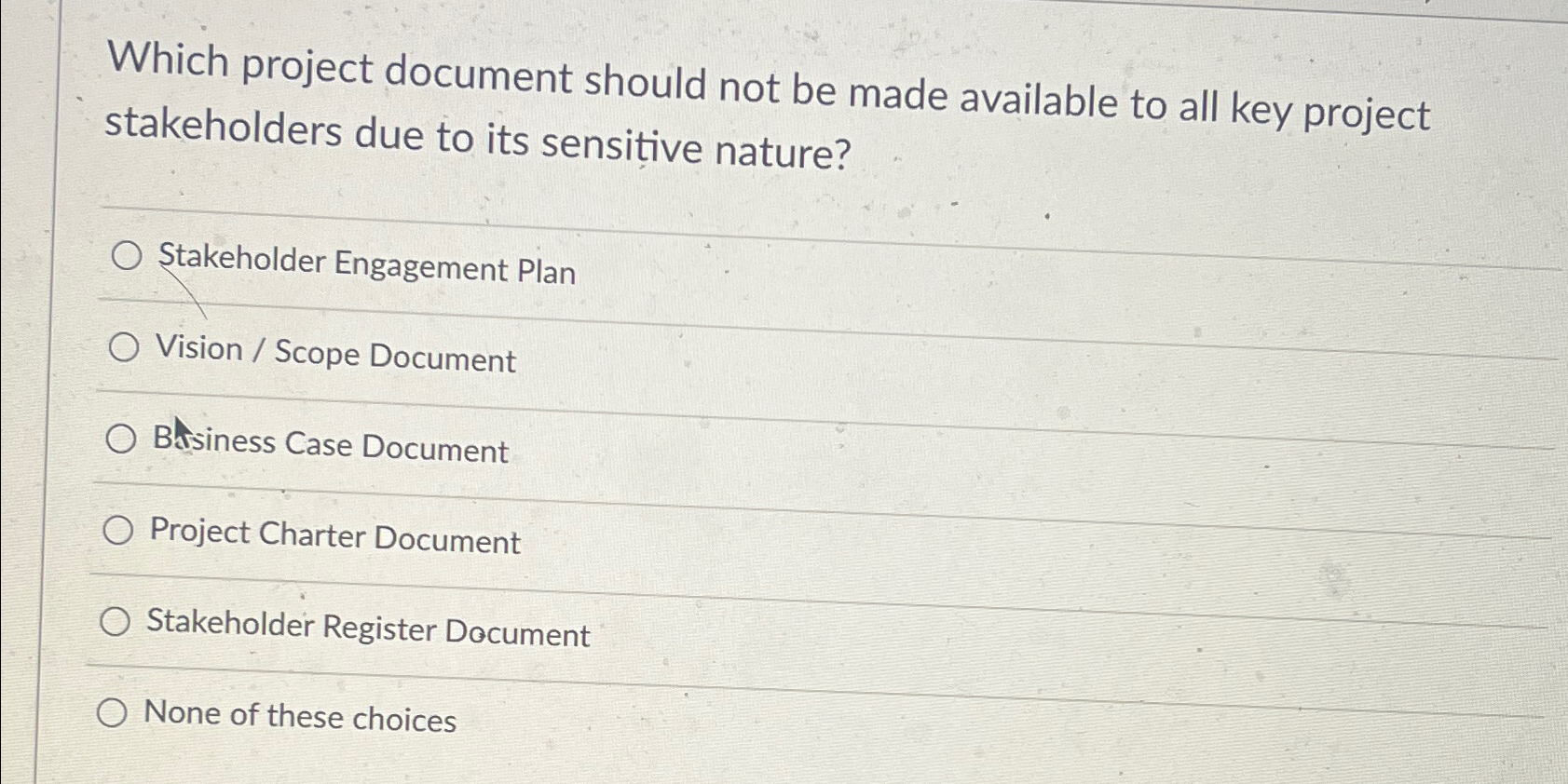  Which project document should not be made available to all key