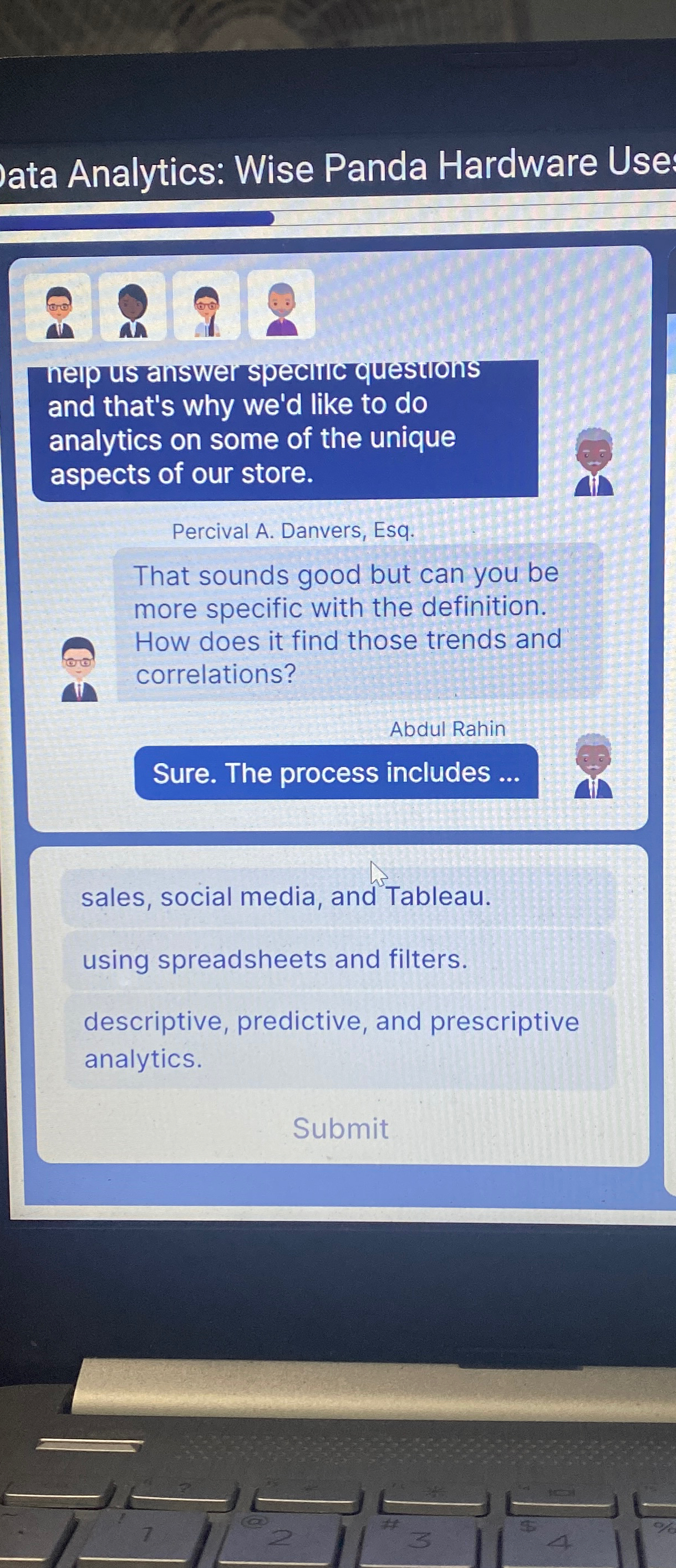  ata Analytics: Wise Panda Hardware Use nelp us answer specinlc question's