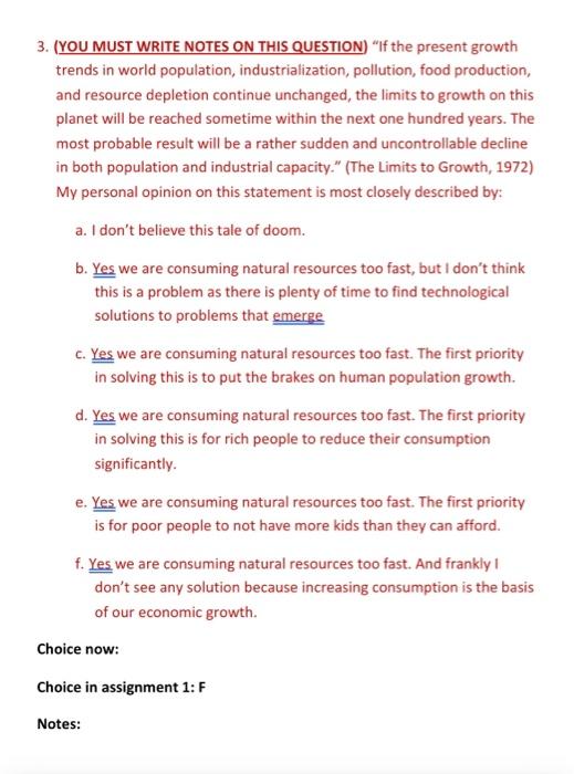  3. (YOU MUST WRITE NOTES ON THIS QUESTION) "If the present