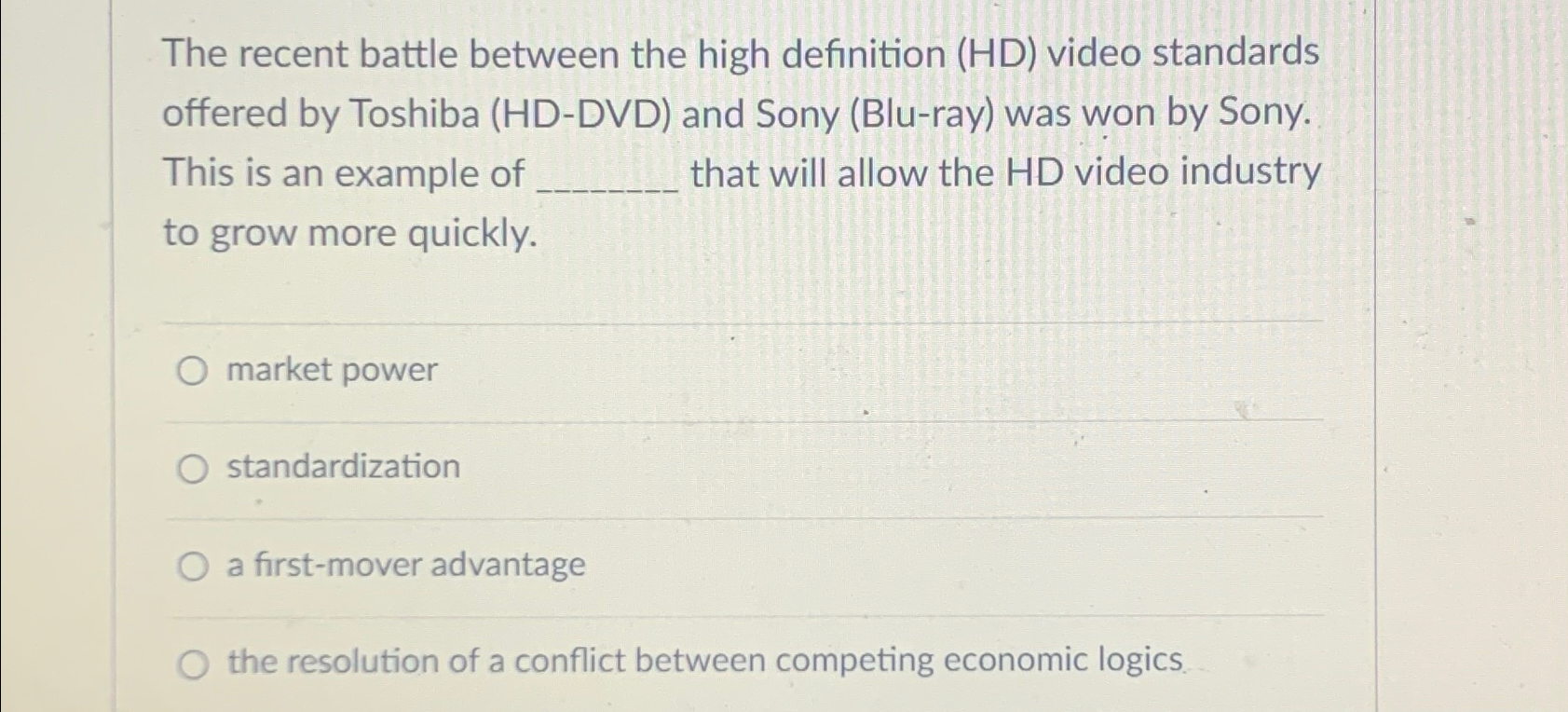  The recent battle between the high definition (HD) video standards offered