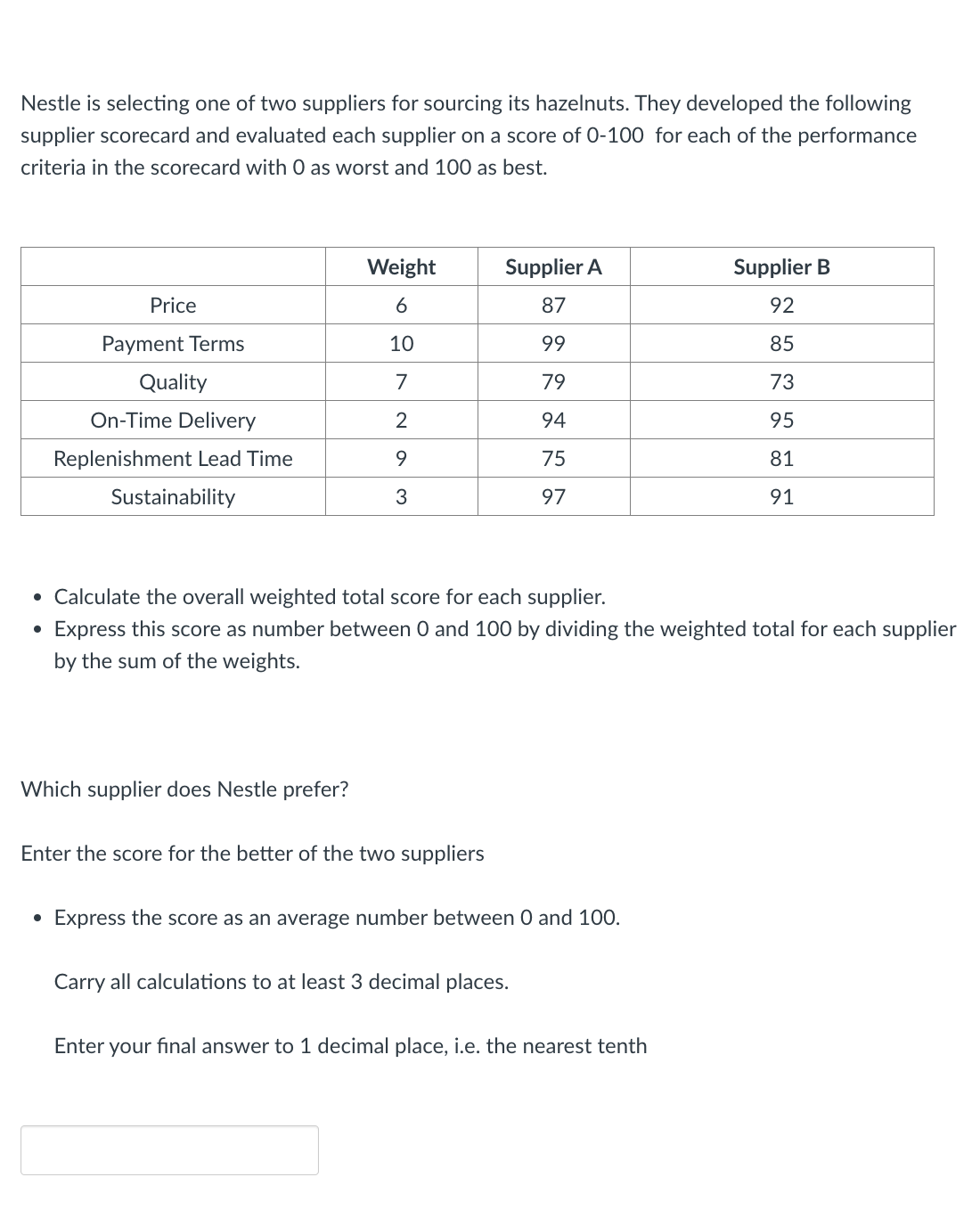 Please show work either in Excel with formulas or handwritten so I