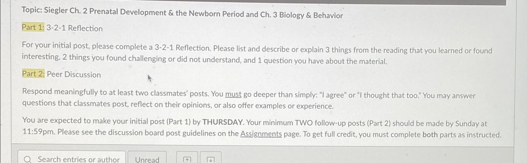  Topic: Siegler Ch.2 Prenatal Development & the Newborn Period and Ch.3