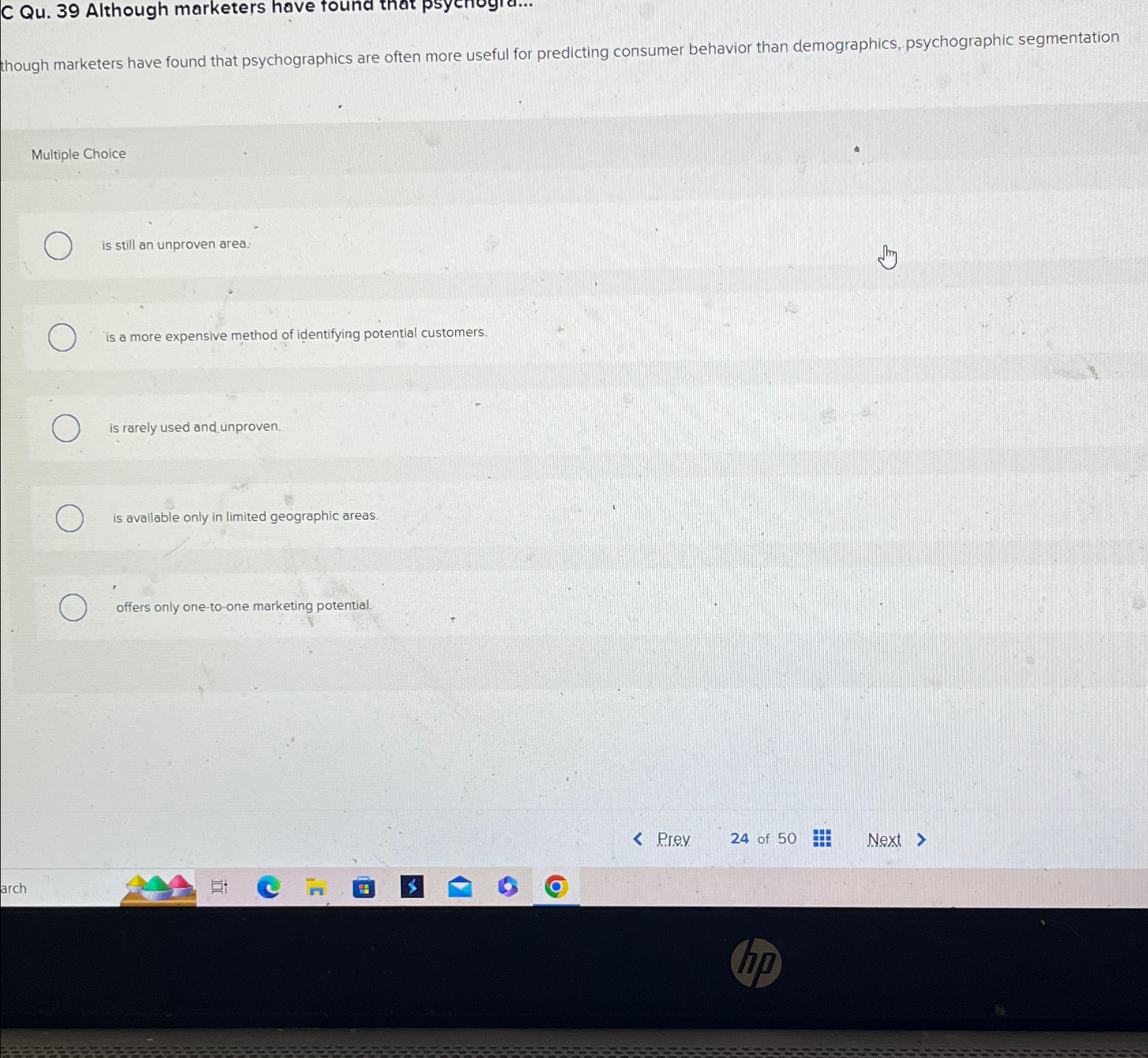  C Qu.39 Although marketers have found that psycriogid... though marketers have