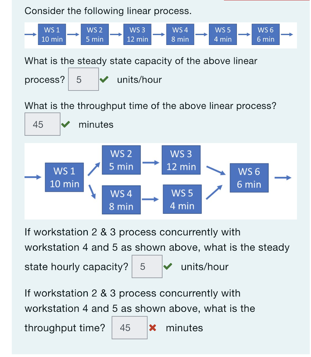 Please explain how you get the last answer if workstations 2& 3