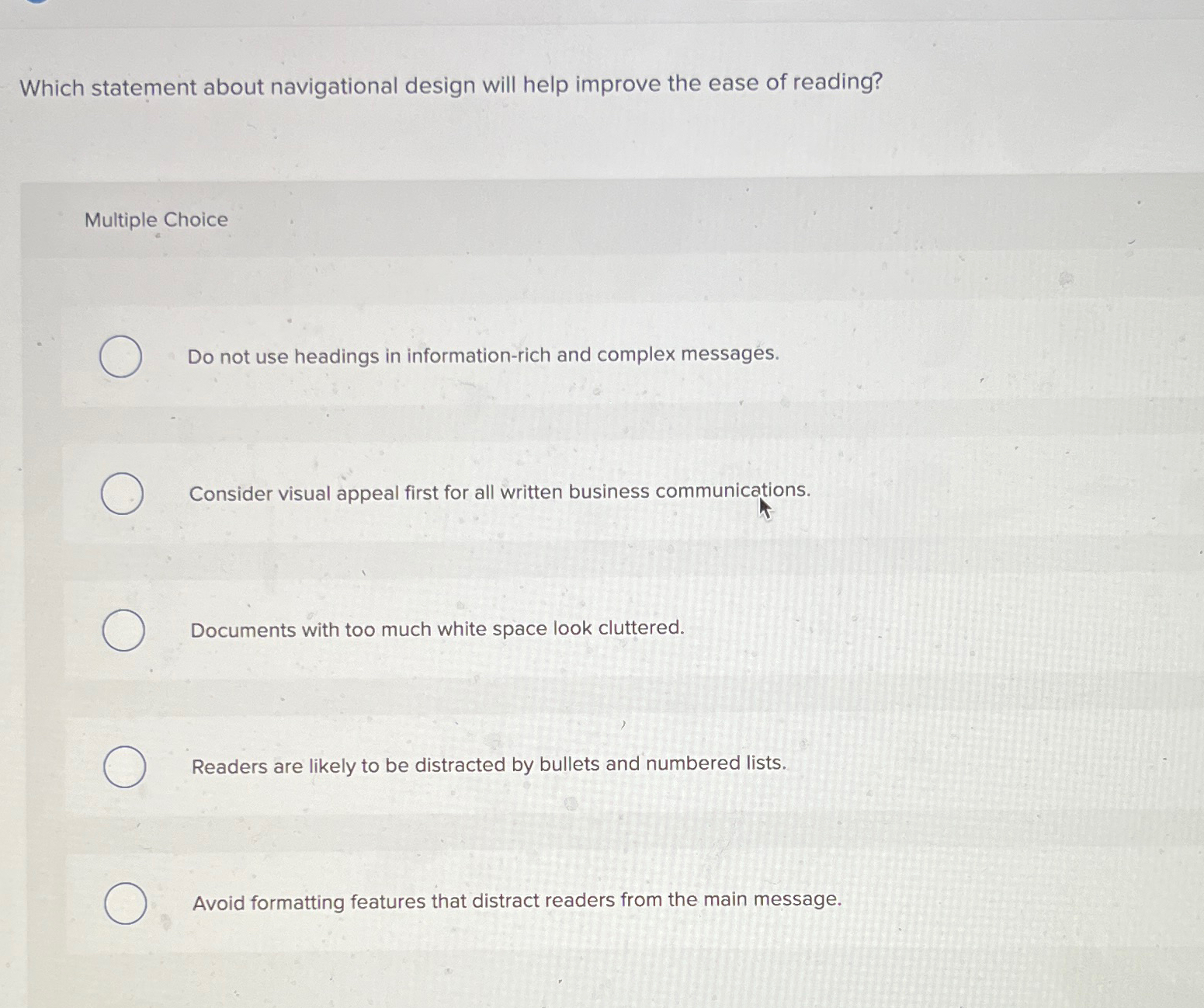  Which statement about navigational design will help improve the ease of