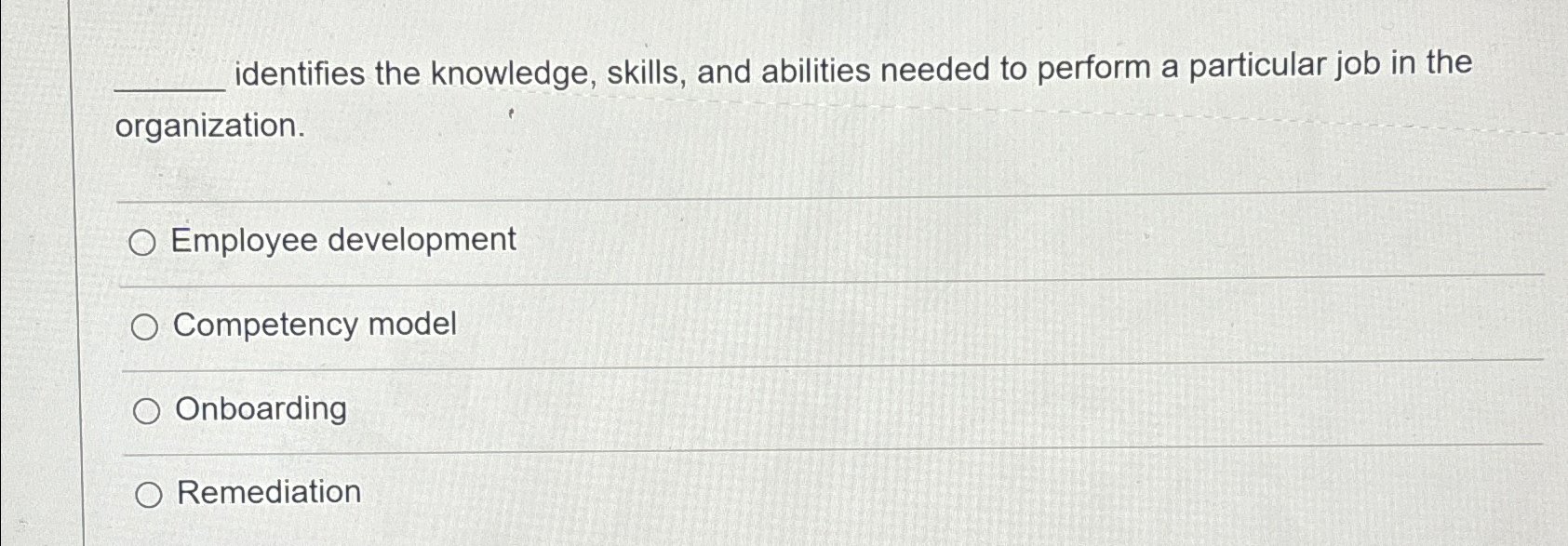  identifies the knowledge, skills, and abilities needed to perform a particular