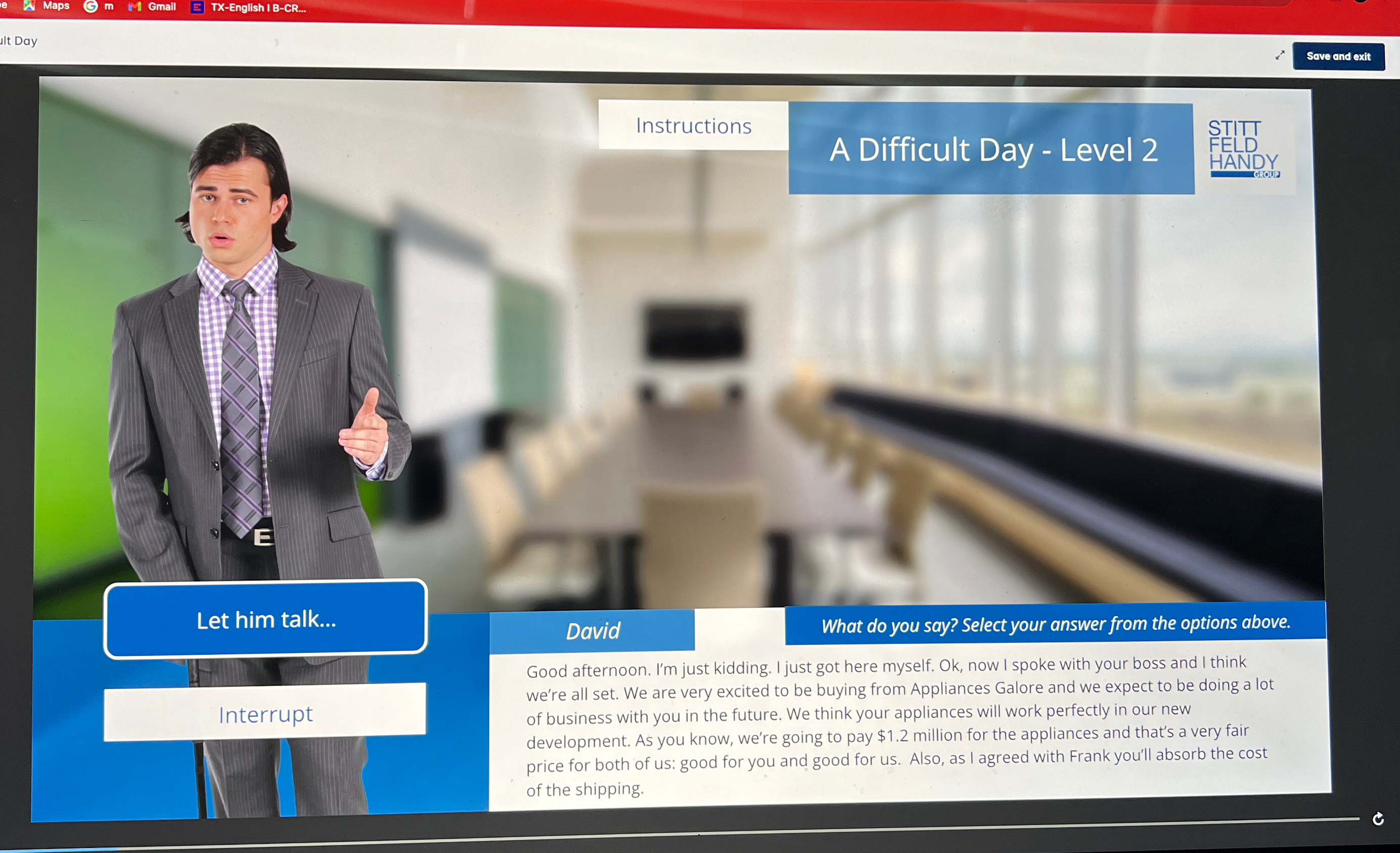  Maps m M Gmail TX-English I B-CR... Instructions A Difficult Day