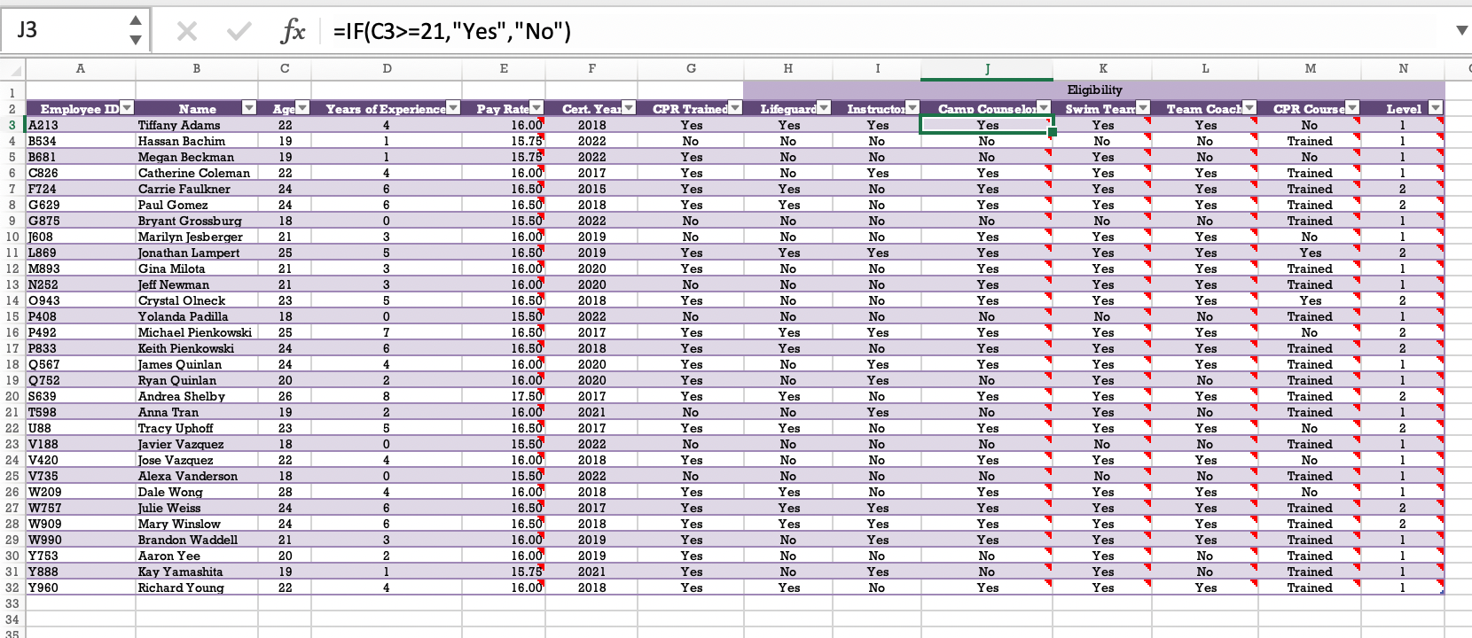 data on the swim club employees and teams. She needs your help